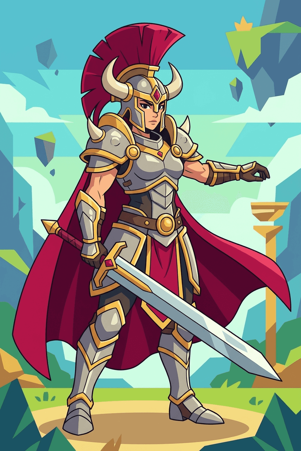 Classic female Iop warrior, battle-ready armor